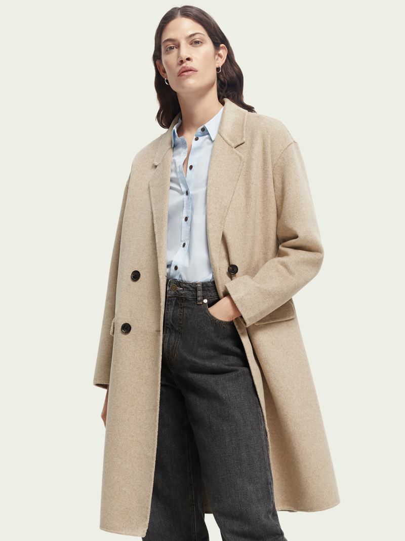 Scotch & Soda Women's Double Breasted Tailored Coat in Wool Blend