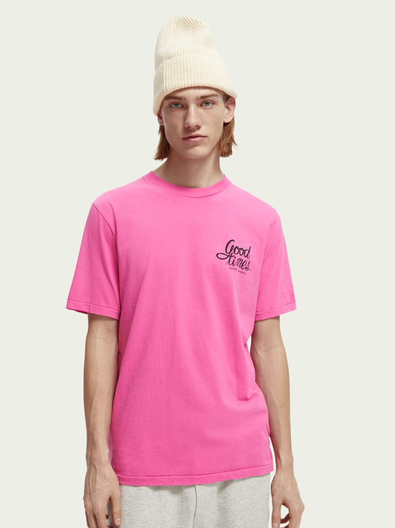 Cheap Scotch & Soda T-Shirts Outlet Graphic Crewneck Pink